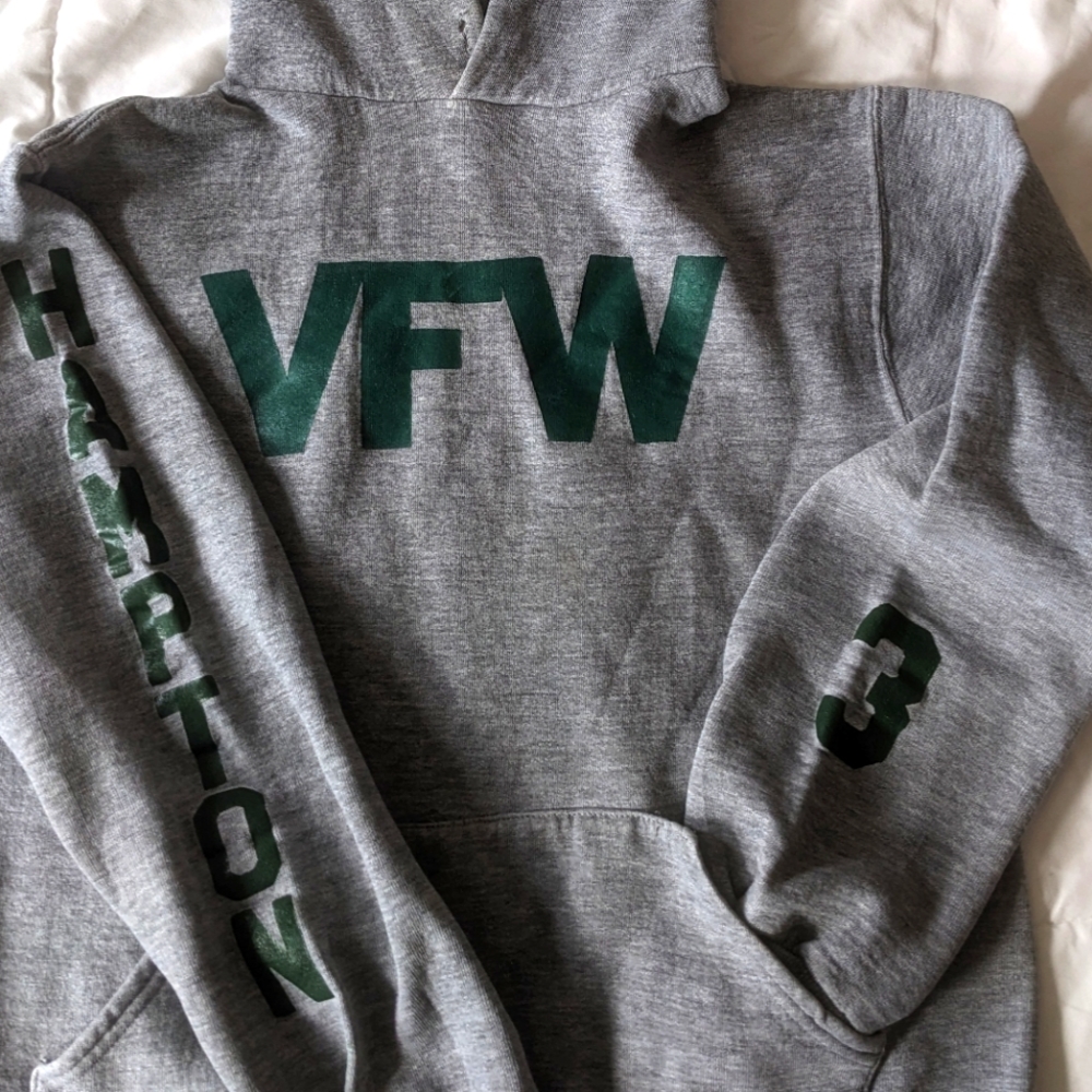 Vintage VFW hooded sweatshirt very soft/thick Grey Small/XS